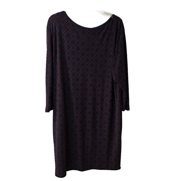 Ralph Lauren Navy/Burgundy Geometric 3/4 Sleeve Shift - sz14 - Picture 2 of 5